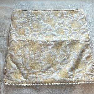 QC Bay Linen Inc cream,  yellow stitched flowers square sham